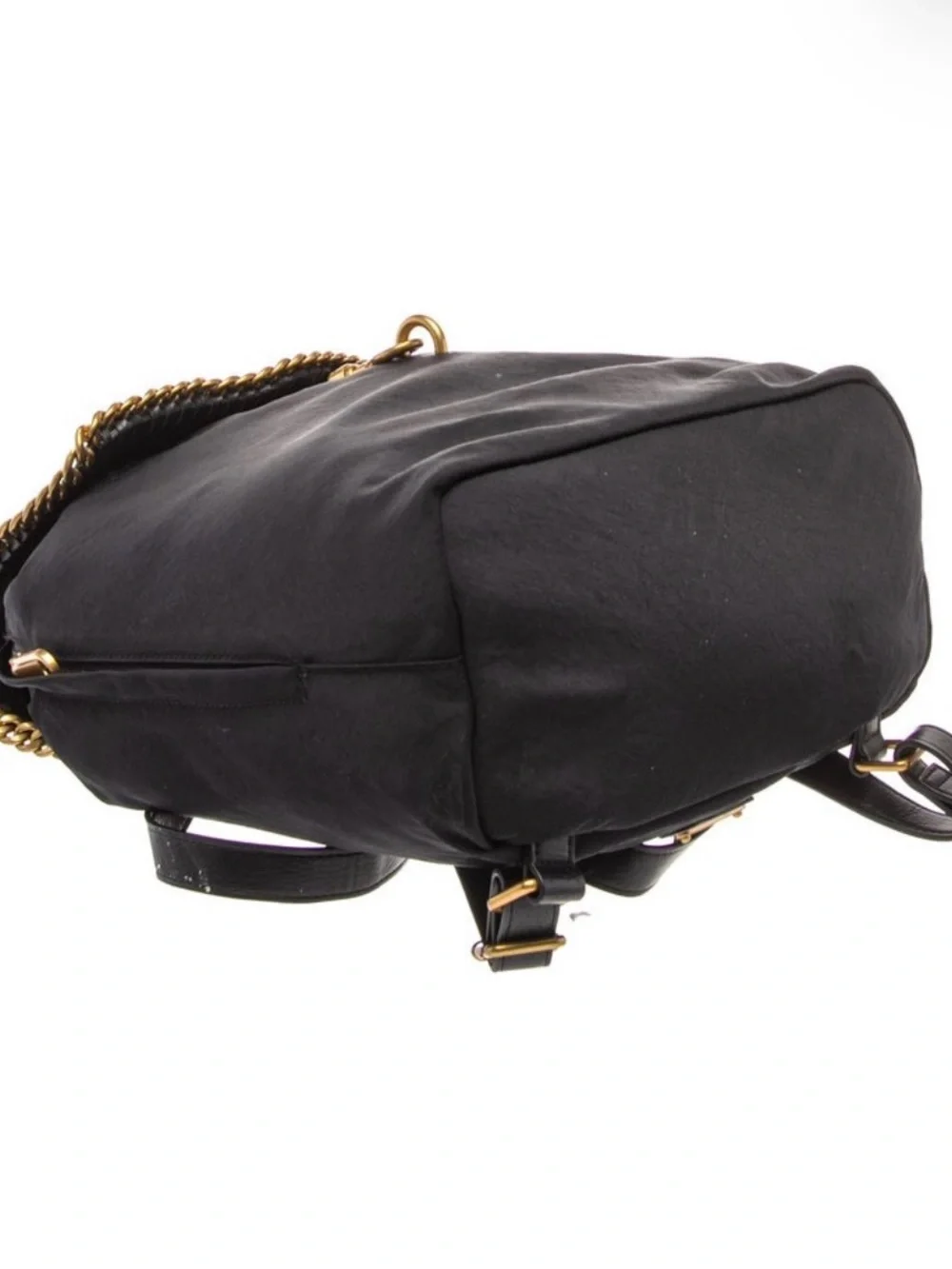 Rebecca Minkoff Black Nylon Backpack with Gold Chain Trim